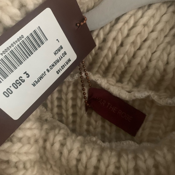 WAR THE ROBE Chunky Wool Turtleneck Sweater - Size L - Cream - NWT! - Picture 3 of 5